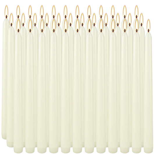 Grcdoyvl 36 Pack Ivory 10-Inch Taper Candles - Premium Dripless, Smokeless & Unscented for Wedding Decor, Romantic Dinner, Party & Home - Long Burning Hand-Poured Tall Candles with Clean Finish