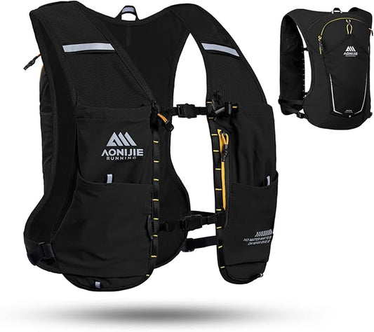 AONIJIE Running Hydration Vest for Men & Women, 8L Hydration Backpack, Multiple Pocket Designs for Water Bottles/Bladders, Lightweight Breathable for Hiking, Climbing, Marathon & Cycling - Green