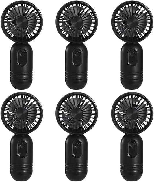Mini Portable Fan 6 Pack, Cute Handheld Battery Operated Lightweight Small Personal Fans with 3 Speeds and USB Rechargeable Eyelash Fan for Stylish Girl Kids Women Men Office Outdoor Travel Camping
