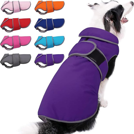 MIGOHI Reflective Dog Coat, Waterproof Winter Jacket, Fleece Lined, Small, Purple