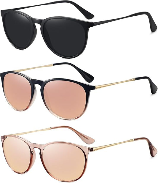 Retro sunglasses womens 2024 trendy round classic glasses
