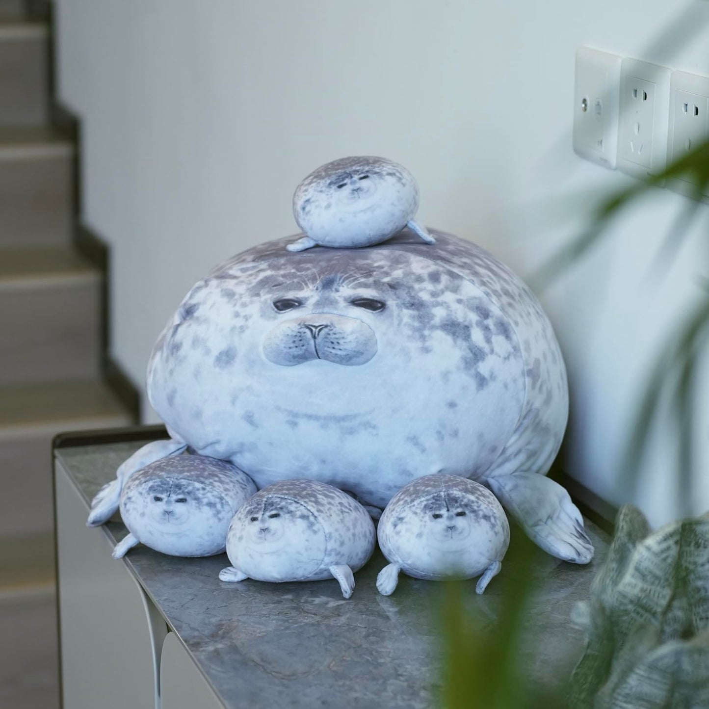 LUXSIT 20 Inch Chubby Blob Seal Pillow with 4 Babies, Large Seal Plush Pillow, Soft and Cute Seal Stuffed Animal Toy for Kids and Adults, Great Gift Idea for Christmas, Birthdays and Anniversaries