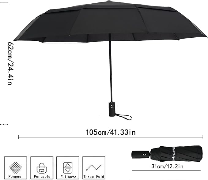 Windproof Travel Umbrella - Automatic, Compact, Windproof