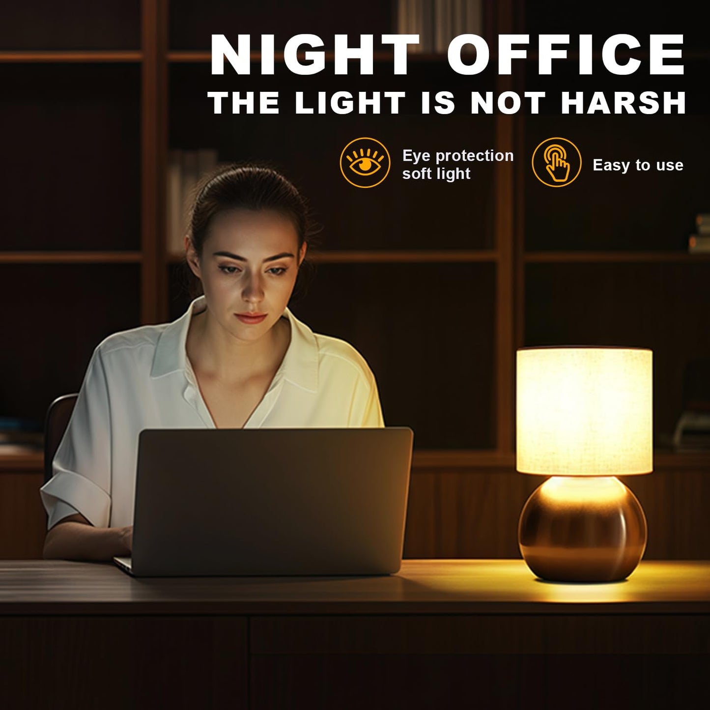 LHYueTong Modern Small Table Lamp Set of 2, Minimalist Nightstand Bedside Lamps with One-Button Inline Switch, H 10.4 Inch Desk Light for Bedroom, Living Room,Including Light Bulb（Golden）
