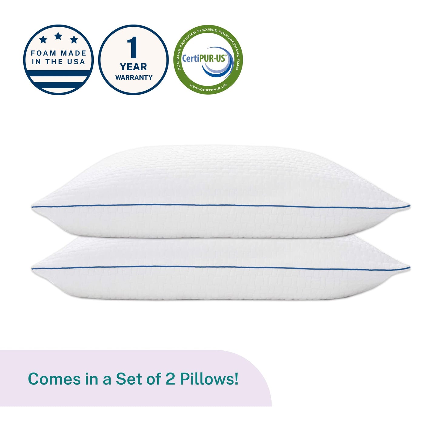 Sleep Innovations Premium Shredded Gel Memory Foam Pillow (Set of 2), Queen Size, Shapeable Comfort, Side, Stomach, and Back Sleepers, Medium-to-Firm Support