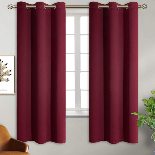 BGment Blackout Curtains for Bedroom - Grommet Thermal Insulated Room Darkening Curtains for Living Room, Set of 2 Panels (38 x 63 Inch, Burgundy)
