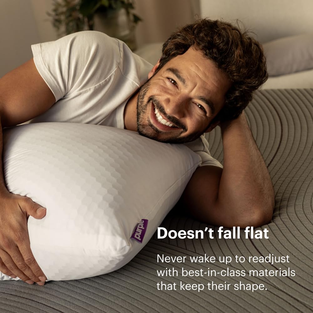 Purple Harmony Pillow - Tall Loft, Standard Size - Cooling Gel Neck and Side Sleeper Pillow, Weightless Medium Feel, GelFlex Grid and Talalay Latex Foam for Pressure-Relieving Support