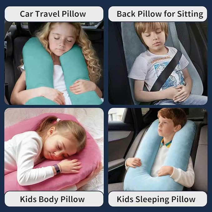 Car Pillow for Kids, Car Pillow, Travel Pillow Cushion for Car and Adults, Support Head and Neck on Road Trips, Blue