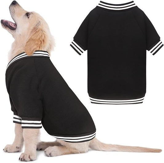 Dog Sweaters for Medium Dogs, Brushed Fleece Dog Sweater Baseball Jacket Soft Warm Pet Sweater Clothes Medium Sized Boy Girl Pet(Black-M)