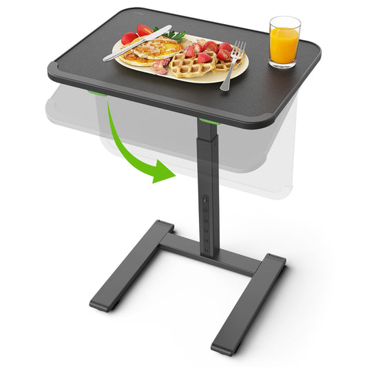 SAIJI Sturdy TV Tray Table with Wheels, Heavy Duty Metal TV Trays for Eating on Couch, Height & Angle Adjustable Desk for Bed, Sofa, Recliner, Portable Small Foldable Tables