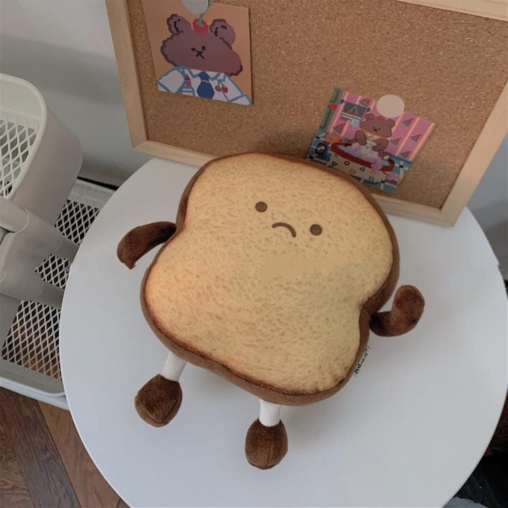 NatureMan Toast Bread Pillow,Funny Bread Shape Plush Toy Pillow, Small Cute Stuffed Plush Toast Sofa Pillow,Children's Adult Home Bedroom Decoration (Brown)