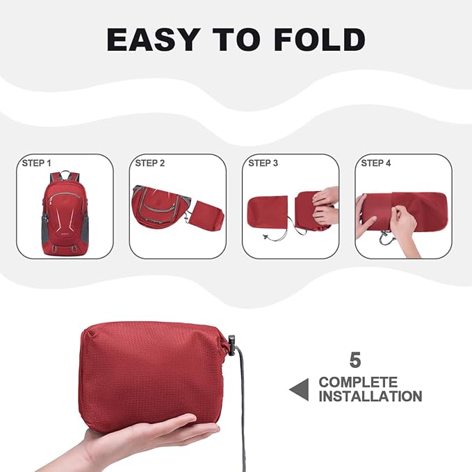 MIYCOO Backpack - Ultra Lightweight Packable Backpack for Travel Camping, 20L Hiking Back Pack Waterproof Foldable Daypack for Men Women Red