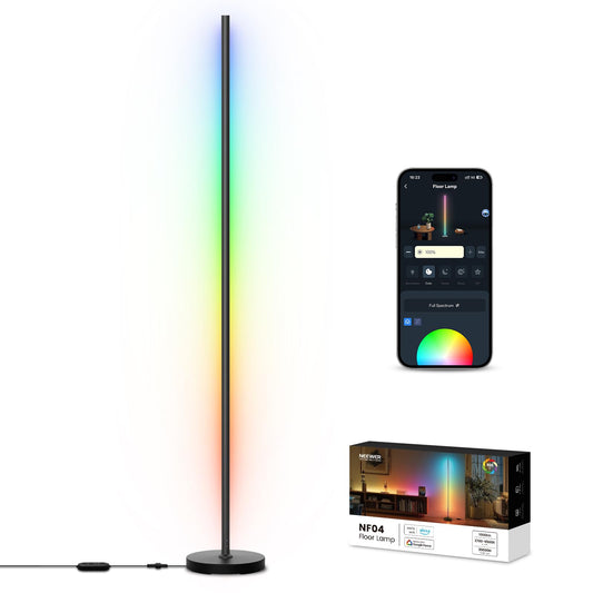 NEEWER NF04 RGB IC W Smart Floor Lamp, 1000lm LED Corner Light Compatible with Google Assistant Alexa, APP/AI Design/Music Sync/16 Million Color Living Room Bedroom Home Decor Ambient Lighting