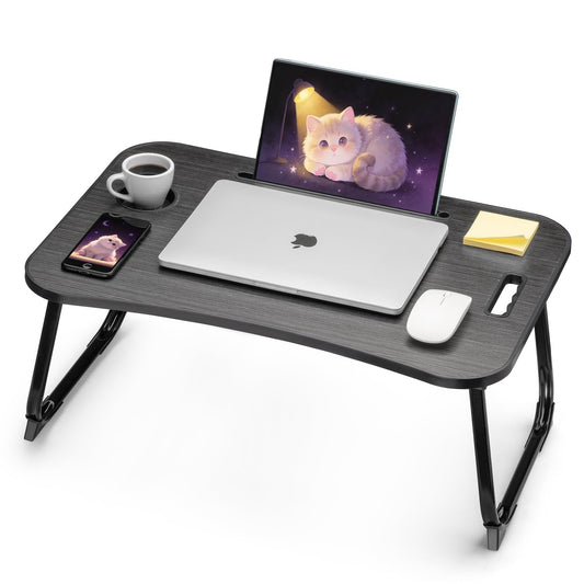Ruxury Folding Lap Desk Bed Desk Laptop Table Tray, Breakfast Serving Tray, Portable & Lightweight Mini Table for Sofa Couch Floor - Black
