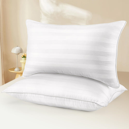 HEYCUZI King Size Bed Pillows Set of 2 - Breathable Premium Down Alternative Pillows for Side, Back, and Stomach Sleepers Hotel Quality Fluffy Soft Cooling Microfiber Fill Skin-Friendly