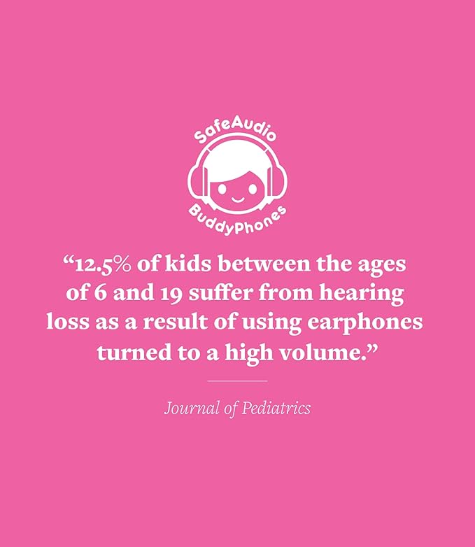BuddyPhones Explore Plus | Foldable Kids Wired Headphones, Built-in Audio Sharing Cable with in-Line Mic - SafeAudio Volume-Limiting for Kindle, iPad, iPhone, or Android (Cool Blue)