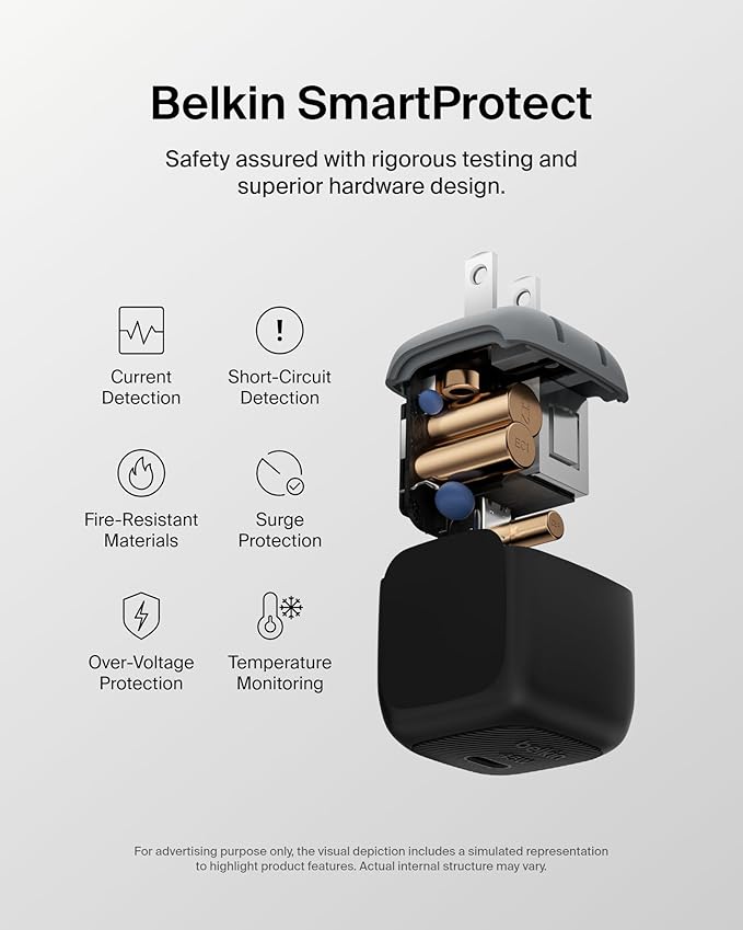 Belkin USB C Charger Block 45W (2 Pack) - USB C Cable Included - PD3.1 PPS Fast Charging - Samsung Galaxy S25, S24, Apple iPhone 17, Air, Pro, Pro Max, Google Pixel 10, Nintendo Switch, etc - Black