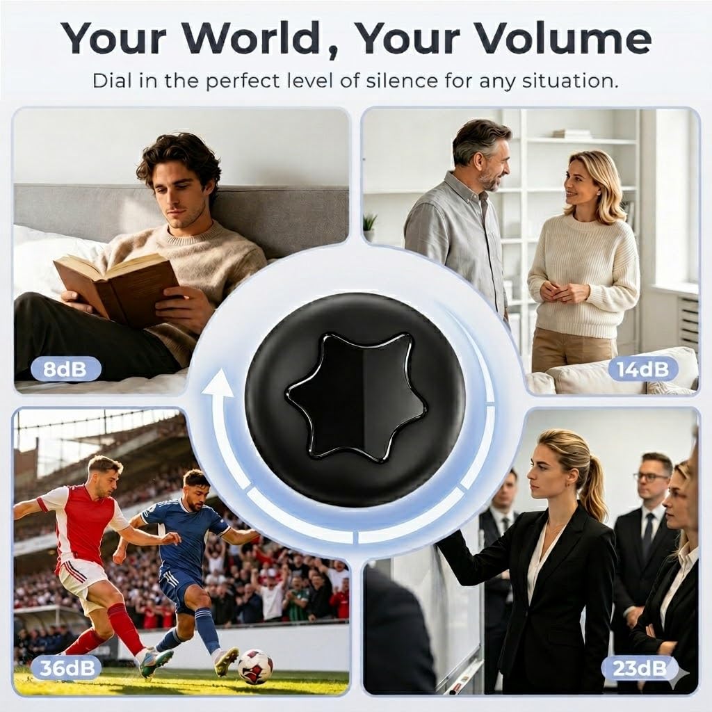 Adjustable Ear Plugs with 3 Noise Relief Modes, Earplugs are Perfect for Focused Work, Sleep, Socializing, Travel and Daily Use, Enabling Multi-Scenario Usage. Reusable Earplugs 14-31 dB Reduction.