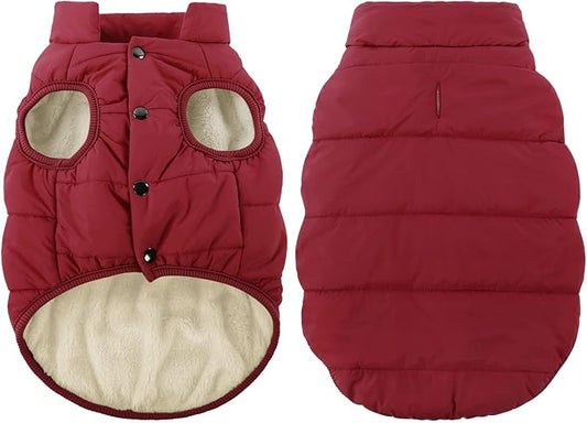 ASENKU Dog Winter Coat - Waterproof Windproof Dog Jacket, Warm Snowproof Doggie Puffer Vest for Cold Weather, Lightweight Snow Coats for Small Medium Large Dogs(M, Red)