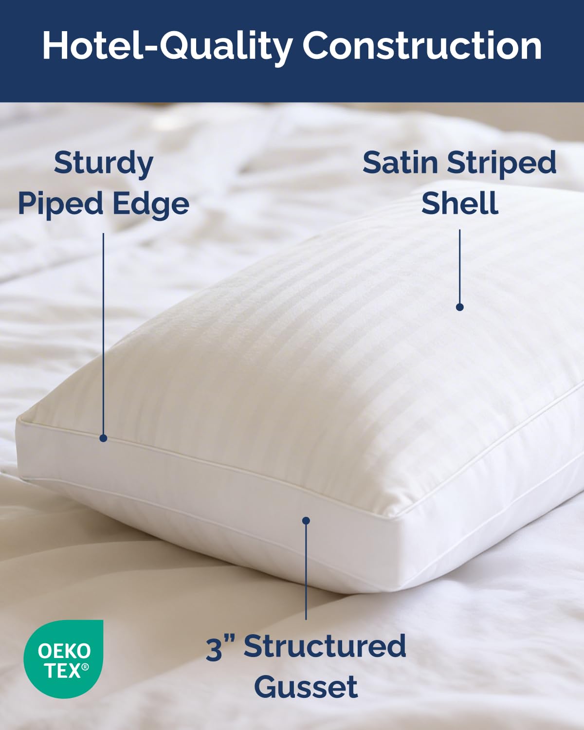 Bed Pillows for Sleeping Queen Size Set of 2 - Super Soft & Fluffy w/ Down Alternative Filling - Hotel Luxury Quality, Gusseted Pillow for Back, Stomach & Side Sleepers - Comfy & Breathable - White