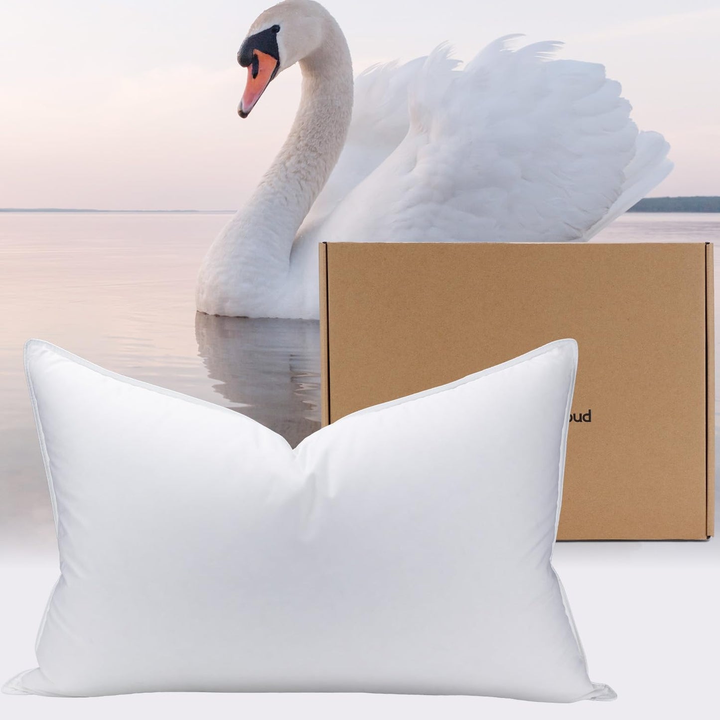 PlushHavenCloud White Goose Down Pillow Luxury Hotel Bed Pillow with 100% 800+ Fill Power, Goose Down Fiber Pillow for Sleeping, 700TC Cotton Shell, King Size - Firm/More Support, 1 Pack