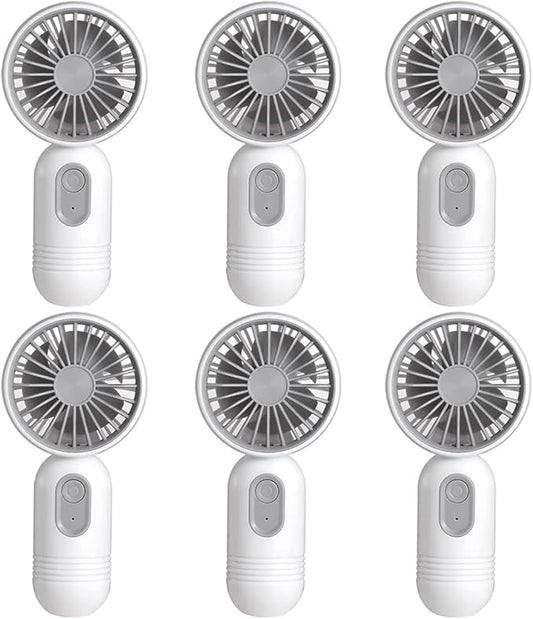 Mini Portable Fan 6 Pack, Cute Handheld Battery Operated Lightweight Small Personal Fans with 3 Speeds and USB Rechargeable Eyelash Fan for Stylish Girl Kids Women Men Office Outdoor Travel Camping