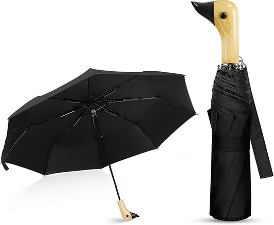 Cute Duck Handle Umbrella - Compact Travel Yellow Duck Head Umbrella for Adults and Girls