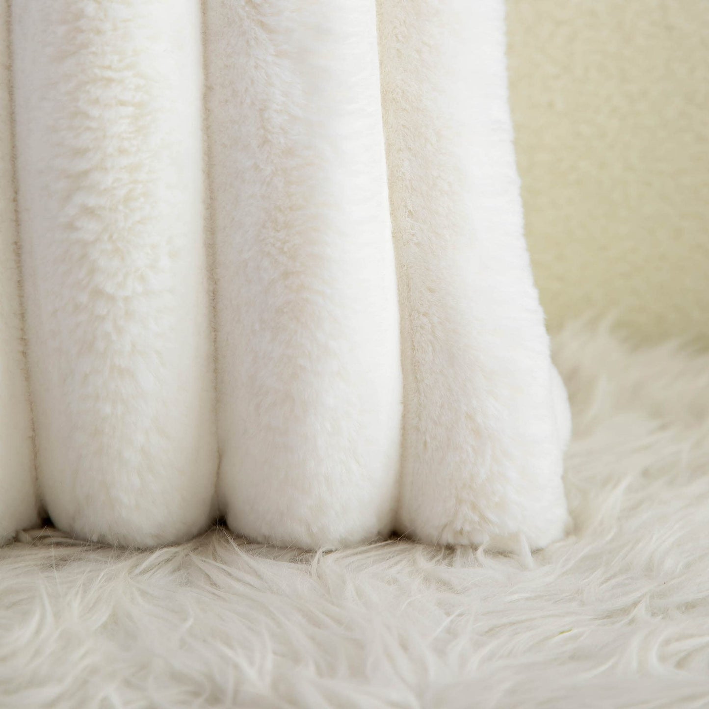 Neelvin Cream White Faux Fur Cozy Soft Striped Decorative Throw Pillow Covers 18x18 inch Set of 2,Velvet Pillowcase Cushion Case for Sofa Couch