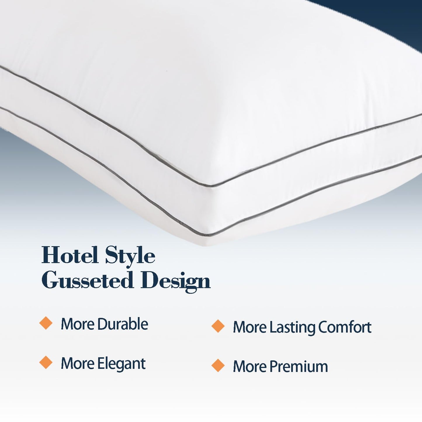 SHOUREN Goose Down Pillows Standard/Queen Size Set of 2, Fluffy Soft Bed Pillows for Sleeping, Down-Filled Pillow Insert with Gusseted Design, Perfect for Back, Side or Stomach Sleepers, 18 * 28"