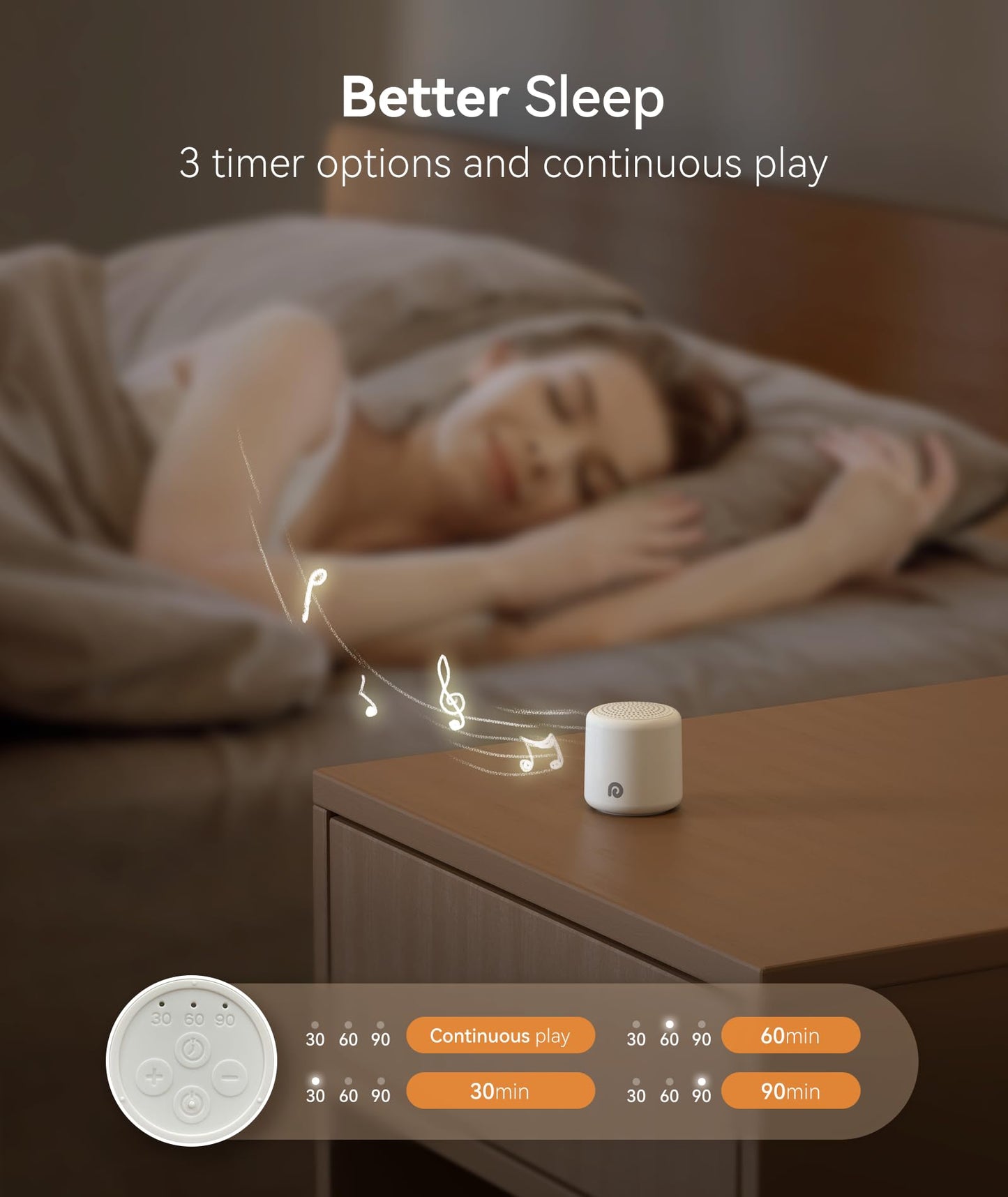 Dreamegg Portable White Noise Machine, 1000mAh Battery, Travel Sleep, Cream