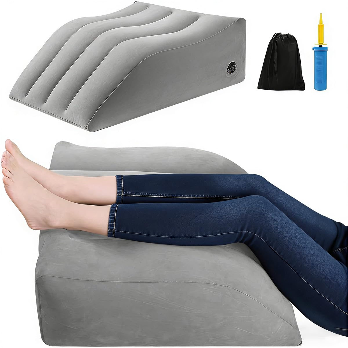 Gihunk Leg Elevation Pillows for After Surgery, Inflatable Leg Elevation Wedge Pillow for Sleeping, Portable Leg Wedge Pillow for Swelling, Leg Pillow for Knee Surgery Recovery