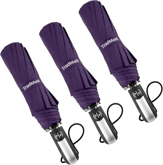 TradMall 3 Pack Travel Umbrella Windproof Portable 46/56 Inches Large Canopy Auto Open & Close