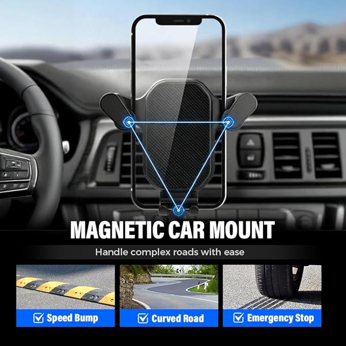 PVZXR Air Vent Car Phone Mount Holder,2026 New Wider Clamp & Metal Hook Car Phone Holder Vent [Thick Cases Friendly] Phone Holders for Your Car Mount Automobile Hands Free Cradle Air Vent (B-1PCS)