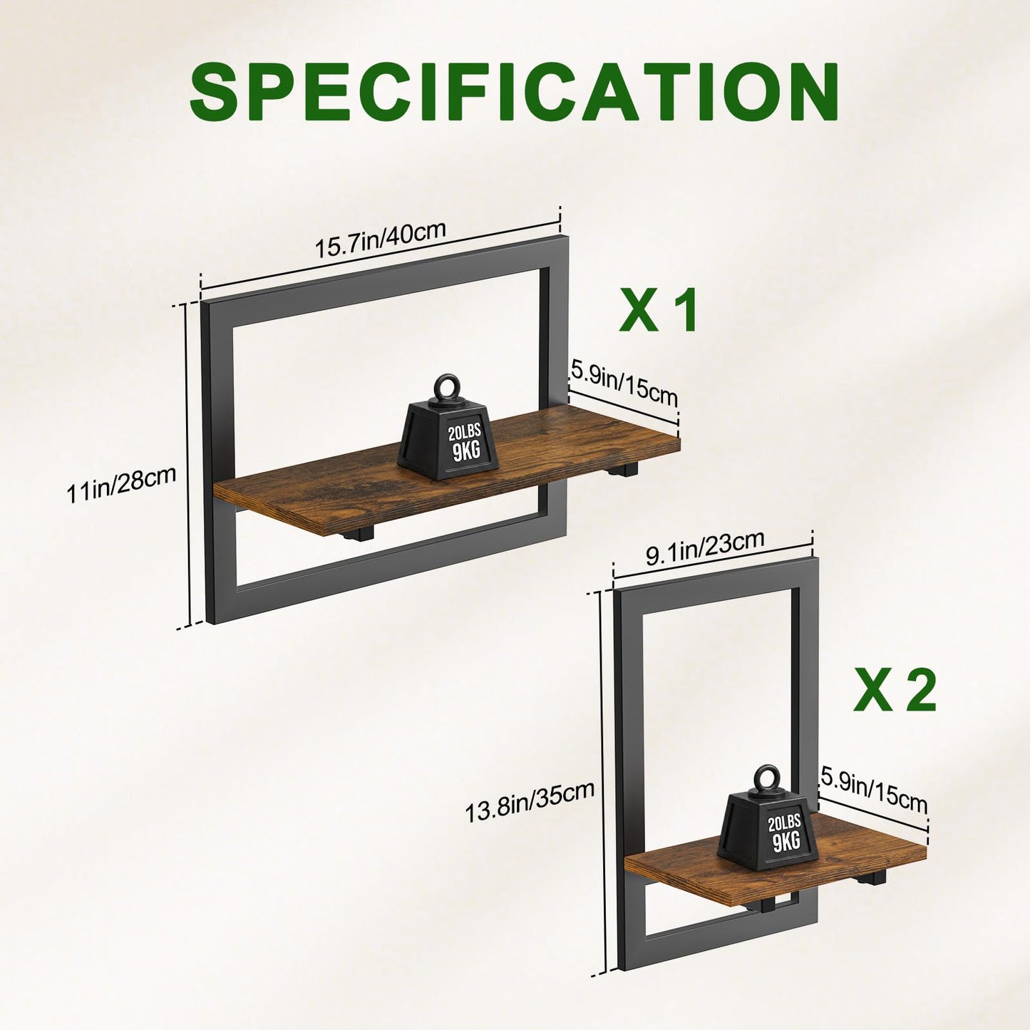 Housolution 3 Pack Wall Plant Holder, Picture Frame Design Plant Shelf, Wall Planters for Indoor Plants, Floating Shelves for Living Room, Bedroom, Kitchen, Office, Bathroom, Rustic Brown