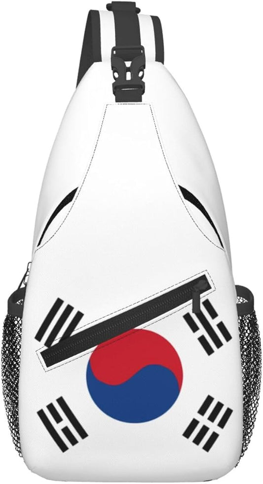 QFXUYNG South Korea Flag Adult Sling Bag Unisex Chest Bags Crossbody Backpack Casual Daypacks Shoulder Bag for Women Men Cycling Hiking Travel