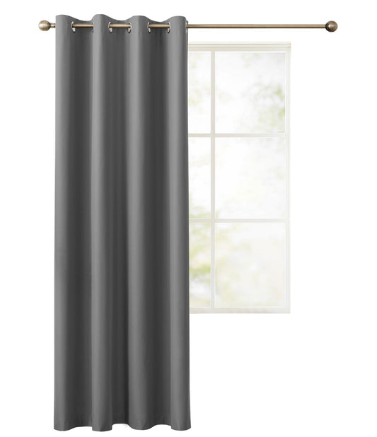 BIFENBI 100% Blackout Curtain for Bedroom - 1 Panel Thermal Room Darkening Grey Grommet Curtains for Living Room, Summer Heat Blocking Window Drapes, 52 x 84 inch