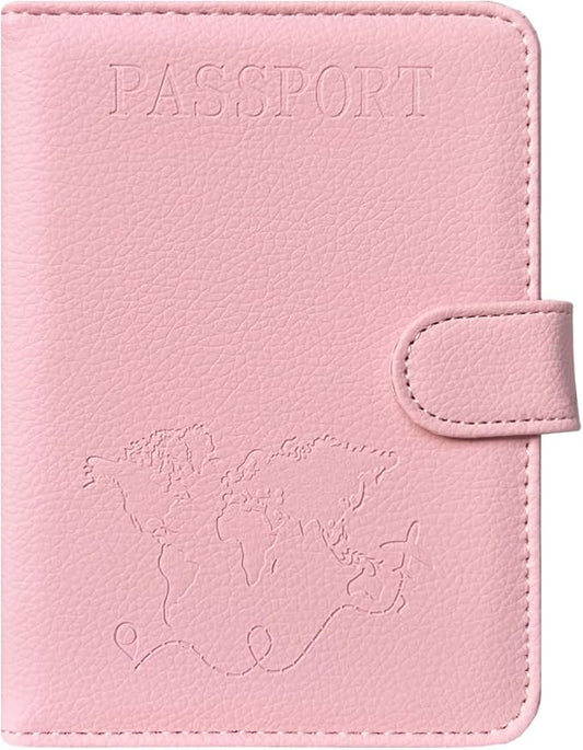 ACdream Passport Holder for Travel Essentials, Rfid Blocking Passport Wallet Cover Case for Travel Must Haves Accessories, Book Holders for Women & Men- Pink