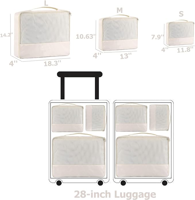 DoubleTrip Packing Cubes for Suitcases Carry on Luggage Organizer 6 Set Travel Accessories Lightweight Storage Bag Space Saver Clothes Pouch Large