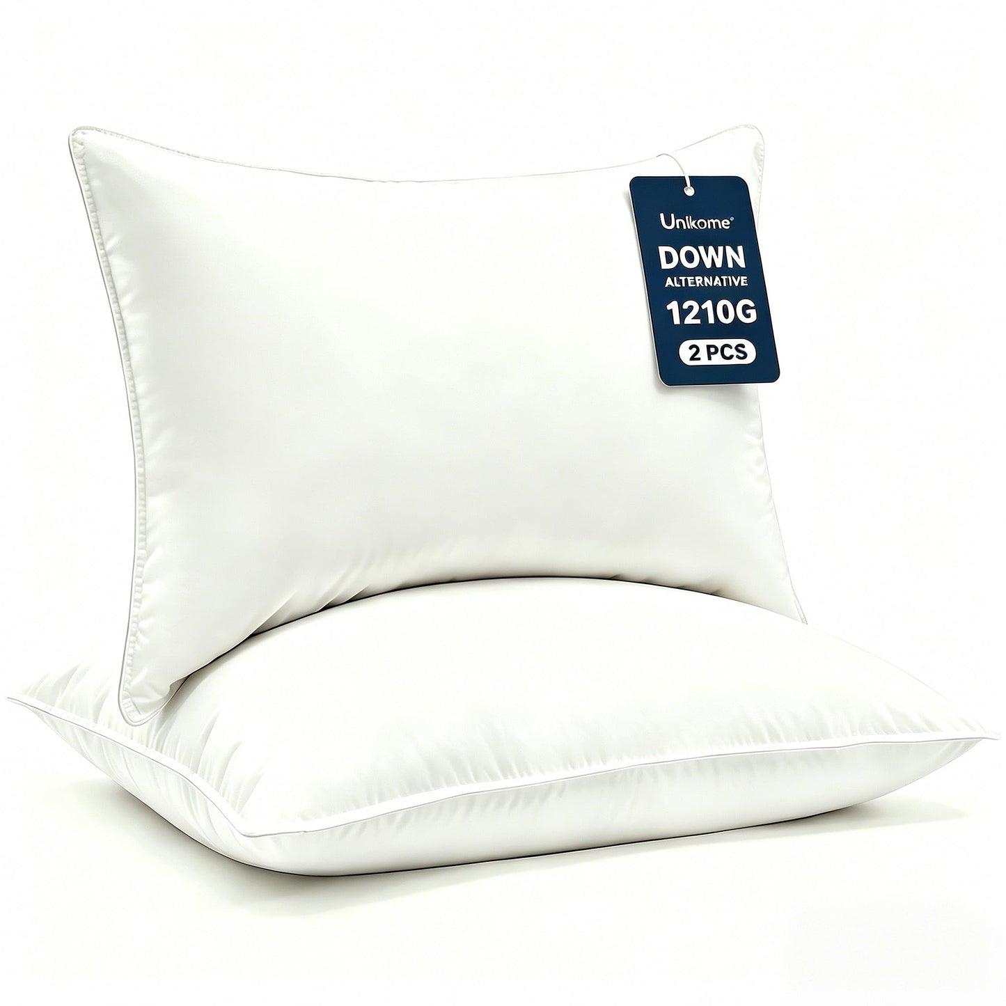 UNIKOME Ultra Soft Pillows Standard Size Set of 2 - Hotel Collection Luxury 100% Cotton Cover Down Alternative Bed Pillow, Fluffy Pillows for Back, Stomach or Side Sleepers