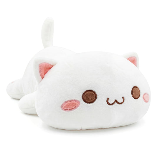 Onsoyours Cute Kitten Plush Toy 20" Stuffed Animal Pet Kitty Soft Anime Cat Large Plush Pillow for Kids (White A, 20")