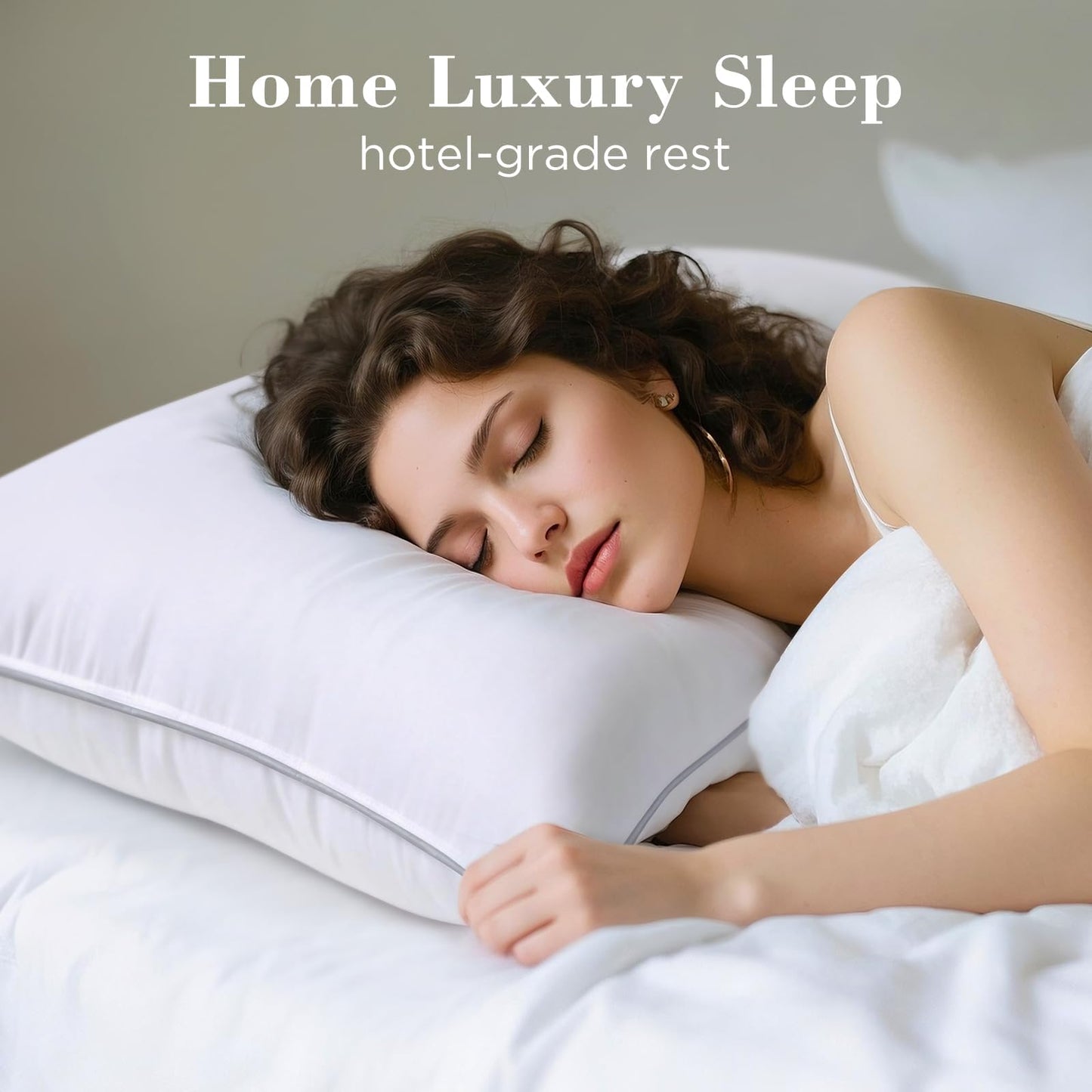 viewstar Bed Pillows Queen/Standard Size Set of 2, Hotel Collection, Down Alternative Pillow for Back, Stomach or Side Sleepers, White-Firm