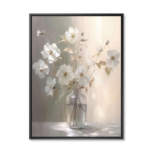 daktenn Black Framed Wall Art Floral Canvas Wall Art Decor for Bathroom Wall Art Bedroom Framed Artwork Bathroom Pictures Wall Decor(Black Framed, 18x24)