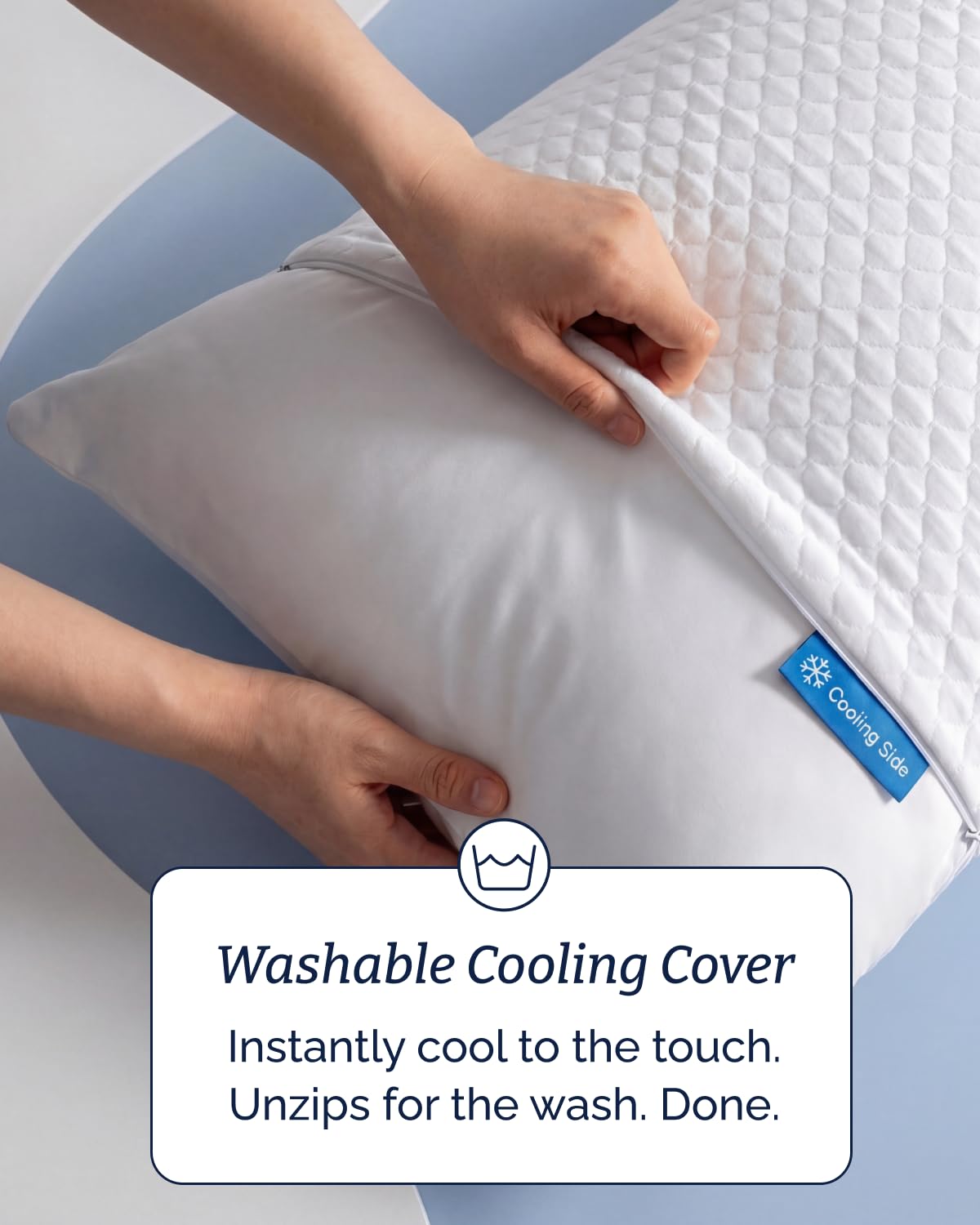 Cooling Pillow Queen Size - 100% Rayon Derived From Bamboo - Double-Sided Cooling Bed Pillow for Hot Sleepers - Adjustable Shredded Memory Foam - Soft or Firm Support for Side, Back & Stomach Sleepers