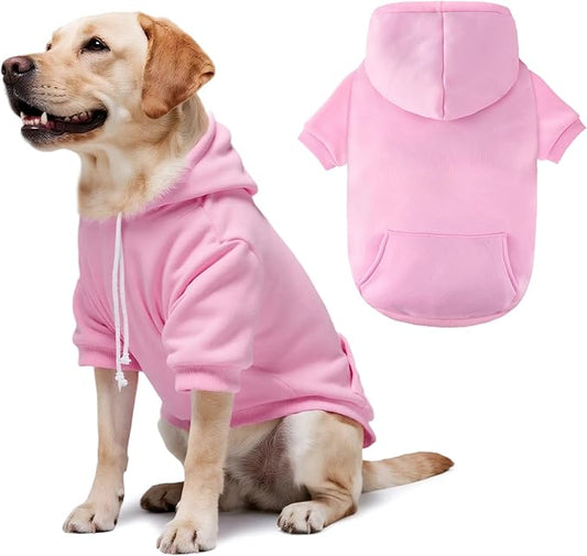 BAOBICUTE Dog Basic Hoodie Soft Dog Clothes Cold Weather Sweaters for Medium Large Dogs Cozy Fabric Warm Sweatshirt with Leash Hole (Pink, XL (Back: 24.8",Chest: 33.86", Neck: 25.2"))