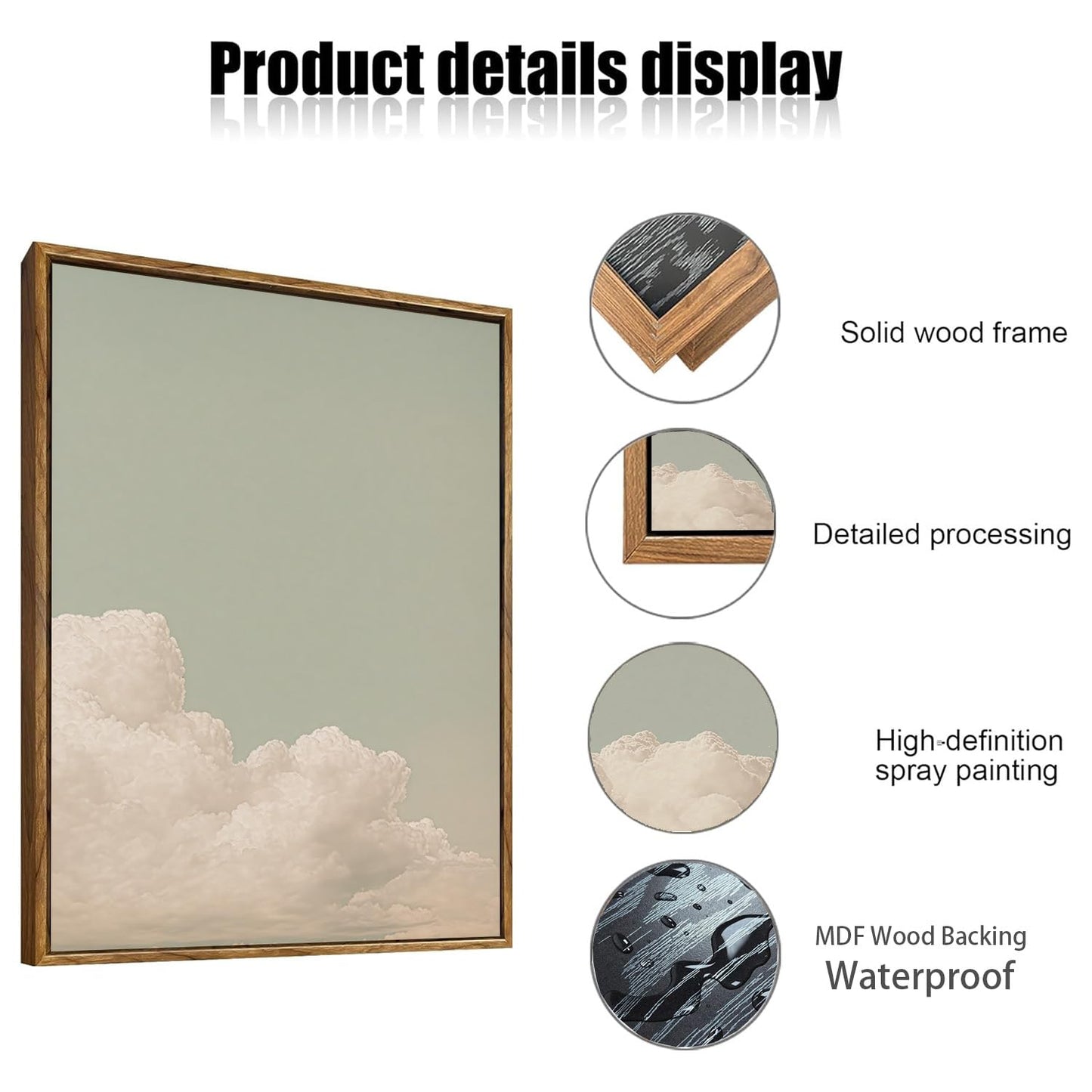 myusuar 3 Piece Large Modern Abstract Canvas Framed Wall Art For Living Room, Dearm Cloud Minimalist Wall Art Decor Posters Prints For Bedroom Office, 12x16in