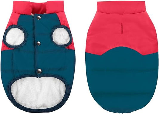 ASENKU Dog Winter Coat - Waterproof Windproof Dog Jacket, Warm Snowproof Doggie Puffer Vest for Cold Weather, Lightweight Snow Coats for Small Medium Large Dogs (Red&Navy, XXXL)