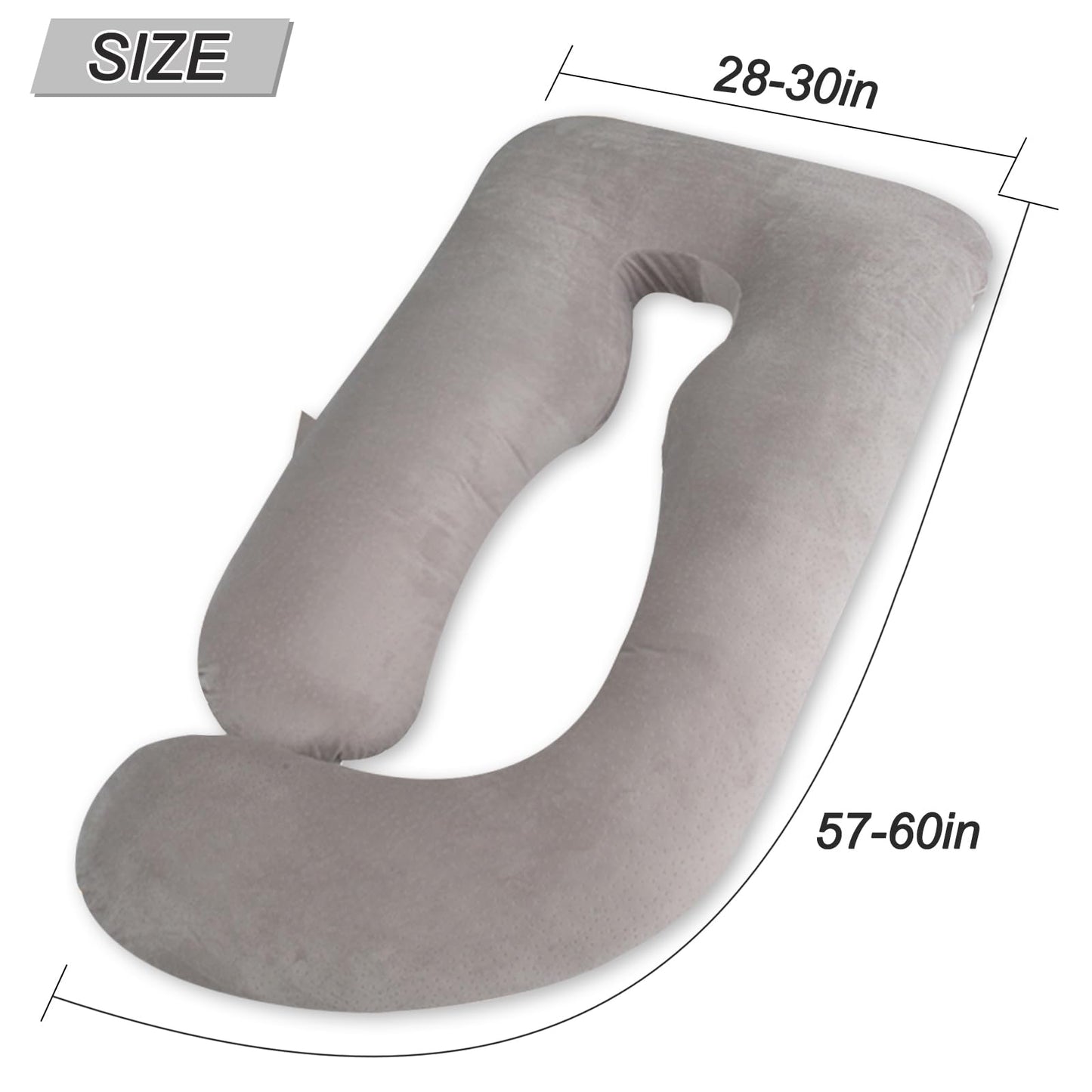 AMCATON 60 Inch Pregnancy Pillows for Sleeping, Extra Large U Shaped Body Pillow, Pregnancy Pillow, Maternity Pillow for Pregnant Women with Velour Cover (Grey)