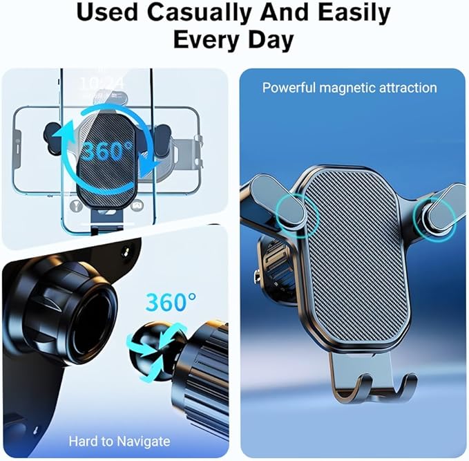 PVZXR Air Vent Car Phone Mount Holder,2026 New Wider Clamp & Metal Hook Car Phone Holder Vent [Thick Cases Friendly] Phone Holders for Your Car Mount Automobile Hands Free Cradle Air Vent (A-1PCS)
