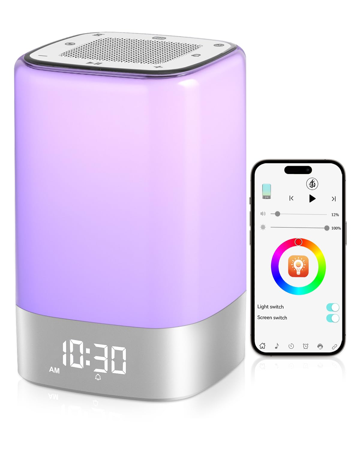 Sound Machine Alarm Clocks for Bedroom with 32 Soothing Sounds, White Noise Machine for Baby & Adults Sleep,Bluetooth Speaker & Night Light for kids,App Control,Timer, Gift for Teens,Girls,Boys,Women