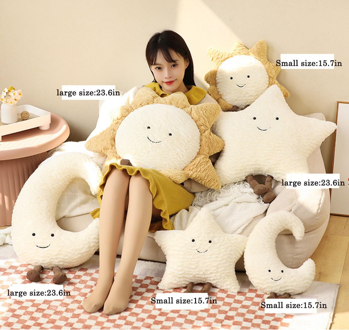 Maxpetus Comfortable Sun Throw Pillow Stars Moon Sofa Cushion Lovely Exquisite Cushion (15.7in, Star)